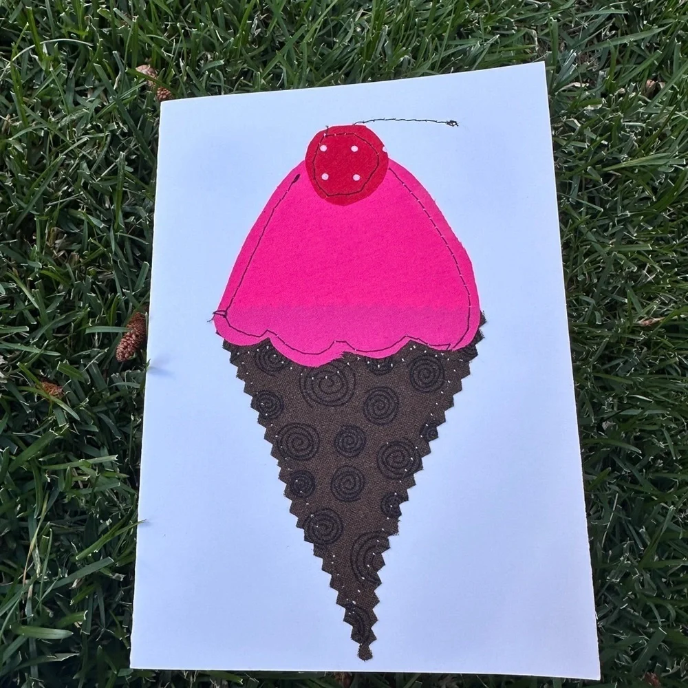 Ice Cream Cone Cards Set - Pink and Brown set of three